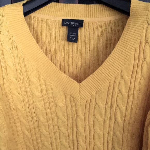 22-24W Lane Bryant  Slouchy V-neck Cotton Cable Knit Sweater - Picture 3 of 16